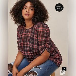 Torrid Chiffon Ruched Sleeve Blouse